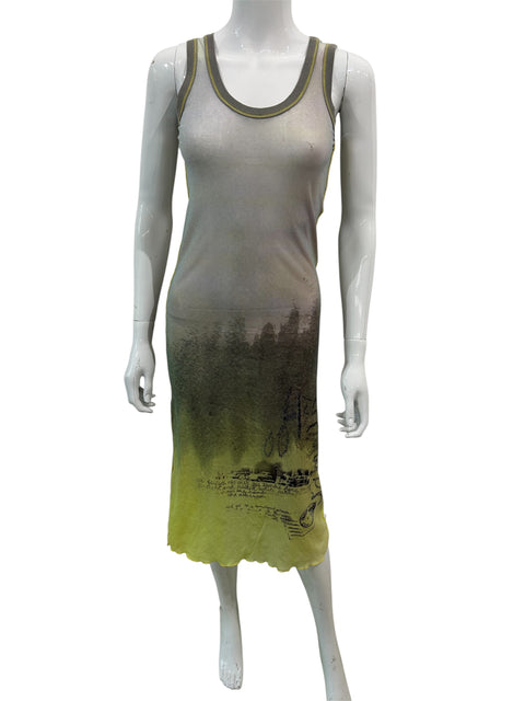 Cop. Copine Graphic Green Print Mesh Dress