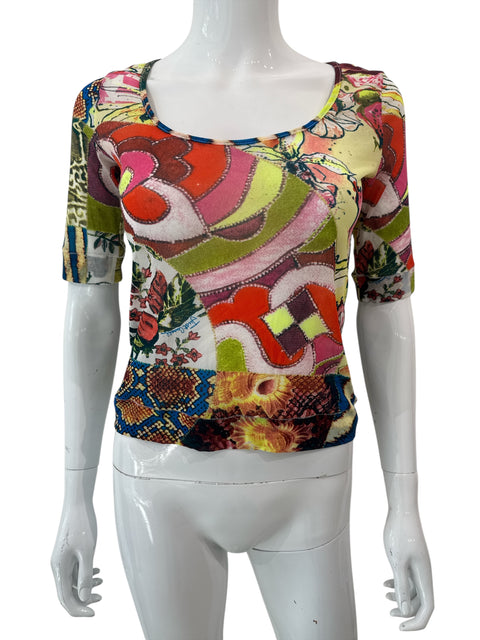 Just Cavalli Flower Graphique Color Mesh Top