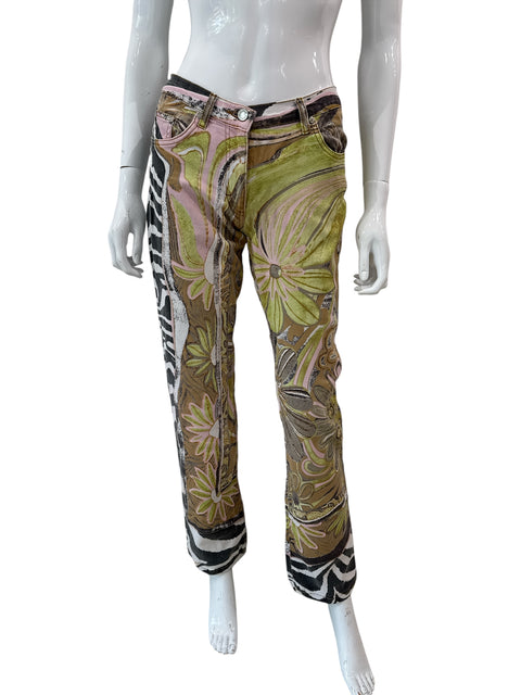 Roberto Cavalli Zebre/Flower Print Pants
