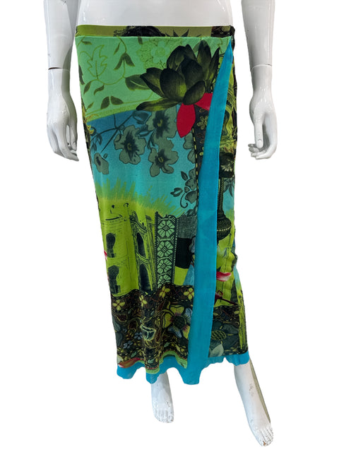 Kenzo Elephant Green Print Skirt