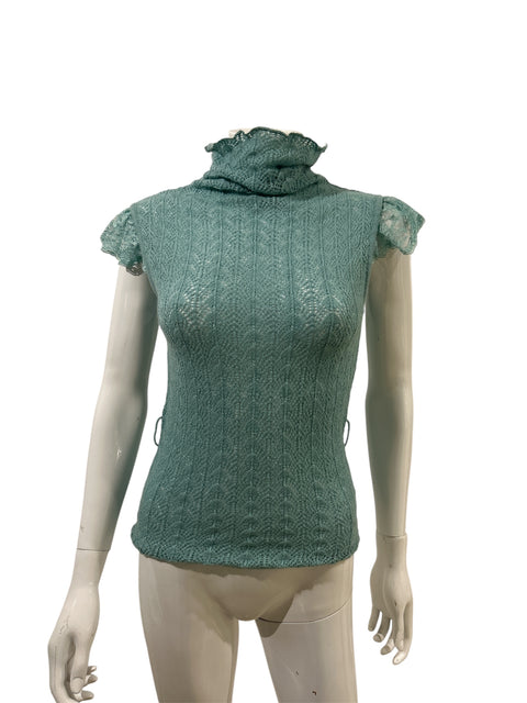 Valentino Blue Turtle Neck Wool Top
