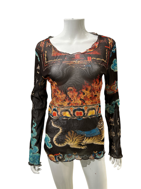 Cavalli Multicolor Long Sleeve Mesh Top