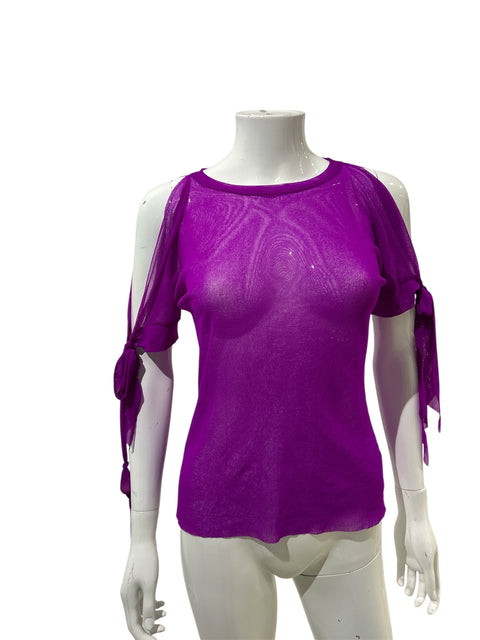JPG Purple/Pink Open Sleeve Mesh Top