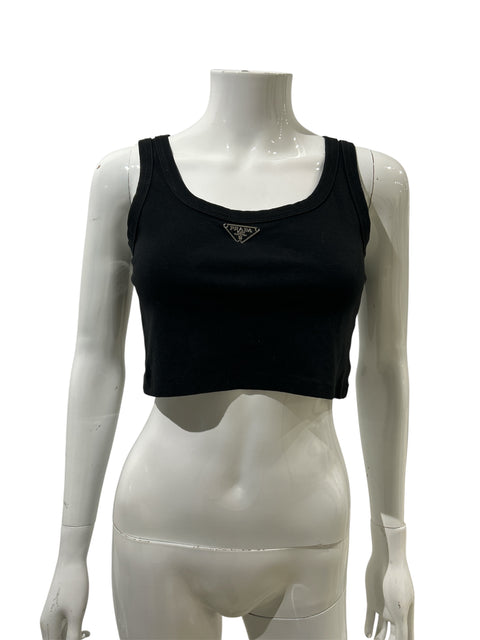 Prada Black Jersey Crop Top