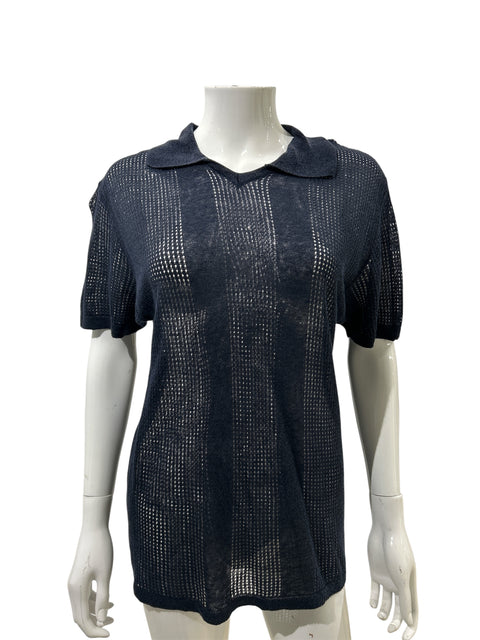 Gianfranco Ferré Navy Blue Mesh Polo