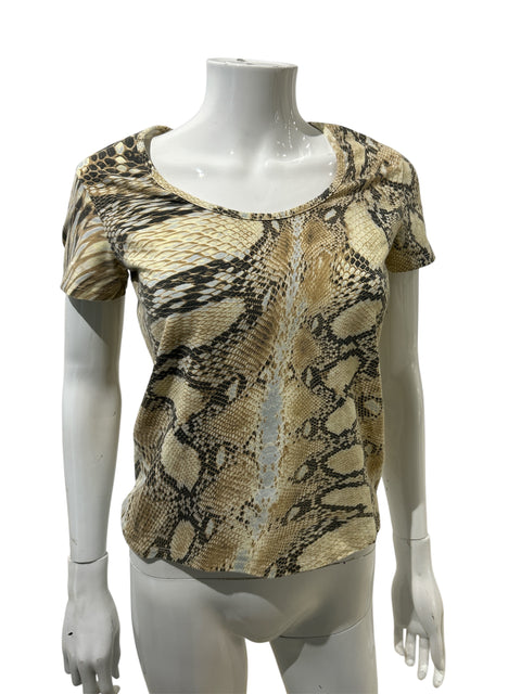 Cavalli Beige Snake Pattern Tshirt