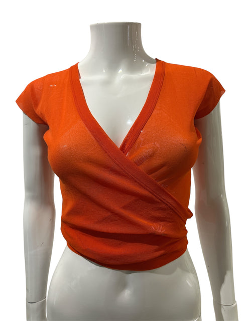 JPG Orange Mesh Crossed Top