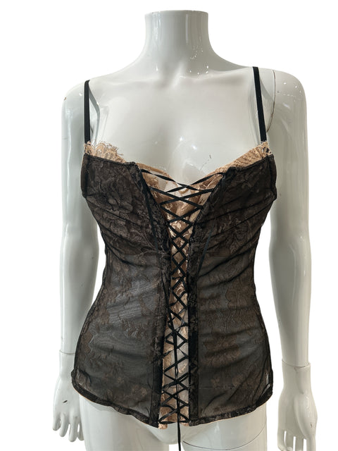 La Perla Black Mesh and Nude Lace Corset