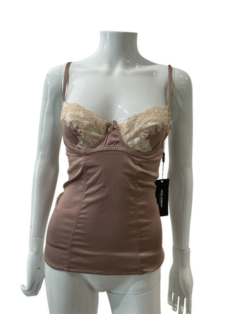 Dolce & Gabbana Old Pink Satin Lace Bustier
