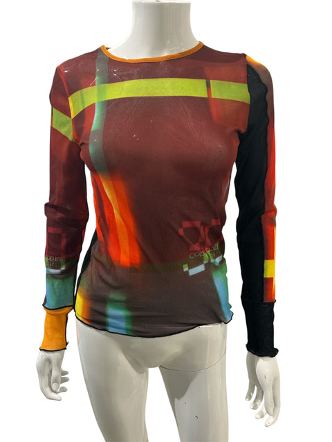 Cop Copine Dark Red and Colors Long Sleeves Mesh Top