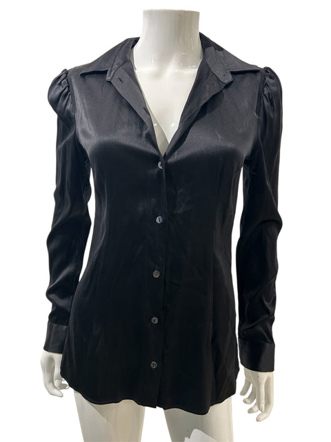 Dolce & Gabbana Black Silk Long Sleeve Shirt