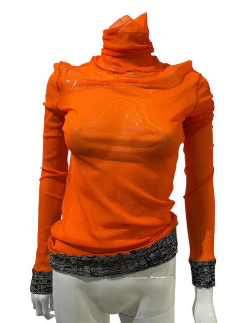 JPG Orange Mesh Turtle Neck Top