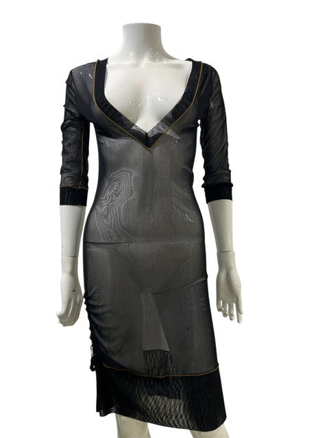 Cop Copine Black Mesh V Neck Dress