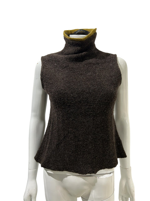 Cavalli Brown Wool Sleeve Less Turtle Neck