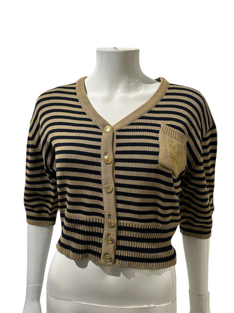 Trussardi Gold and Black Striped Gilet