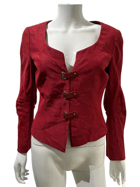 Armani Red Linen Suit Jacket