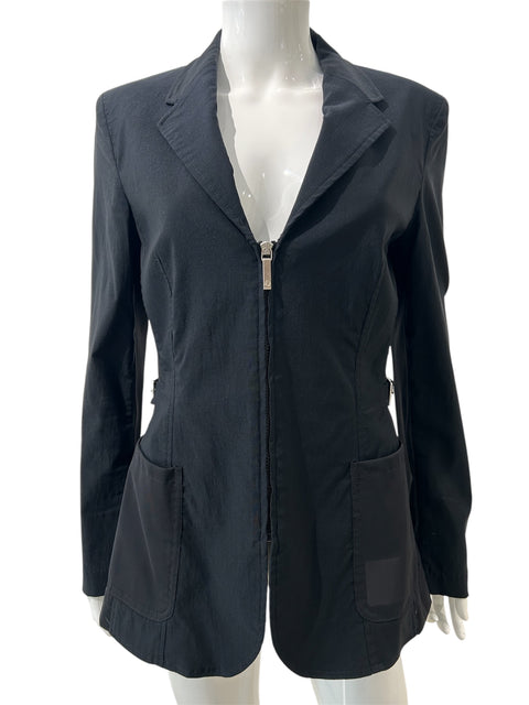 Gianfranco Ferre Black Mesh Sleeves Zip Suit Jacket