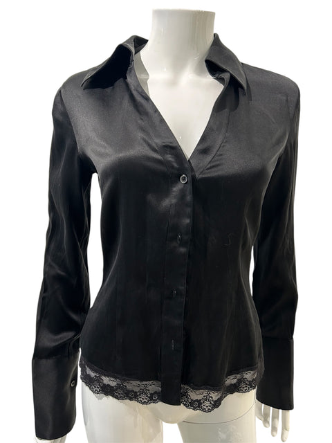 Black Silk and Lace Classic Shirt