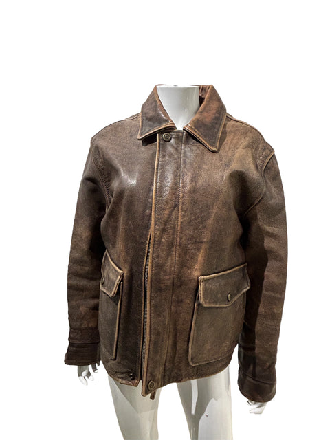 Targato Brown Big Leather Bomber Jacket