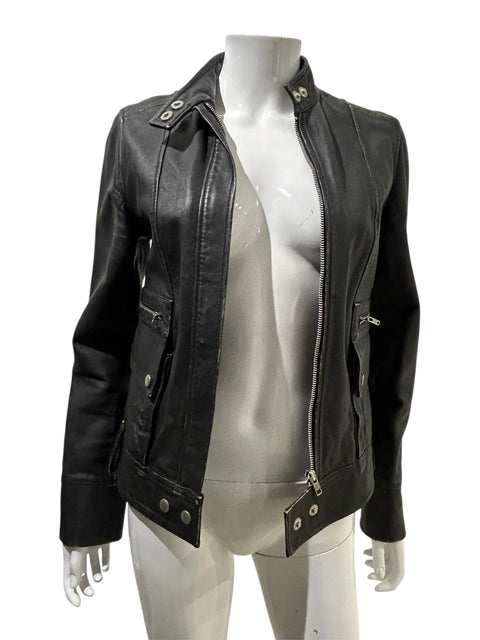 Laltramoda Italian Black Leather Motor Style Jacket