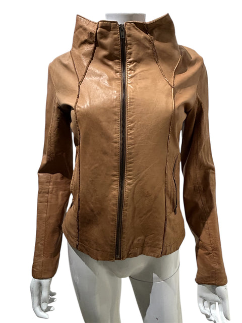 Italian Light Brown Zip Jacket High Collar
