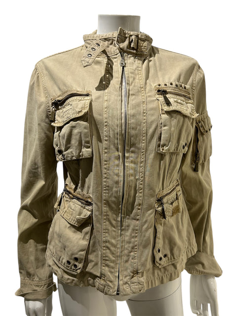 Vintage Beige Jean Multi Pocket Jacket