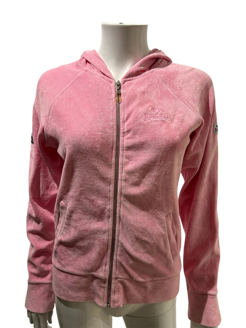 Lonsdale Pink Velvet Zip Hoodie