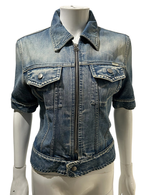 Vintage Short Sleeve Jean Zip Jacket