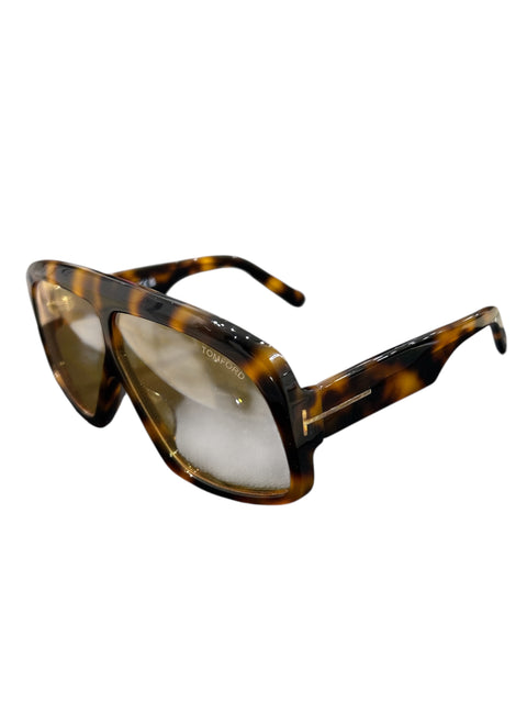 Tom Ford Brown Turtle Pattern Big Aviator Glasses