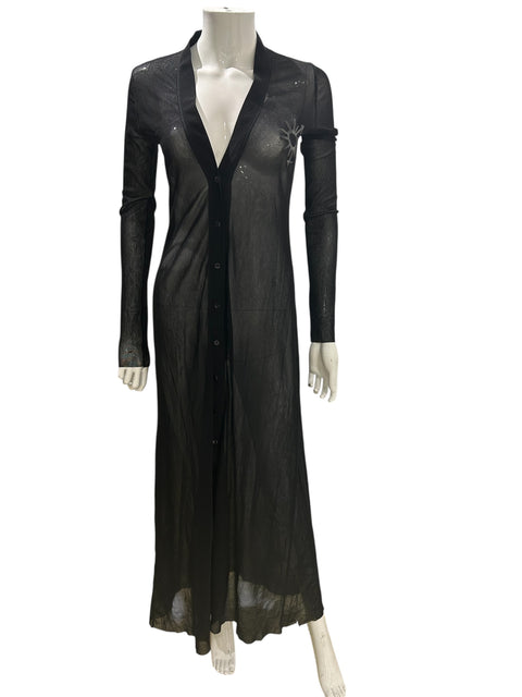 JPG Soleil Black Mesh Long Sleeve Cardigan Dress
