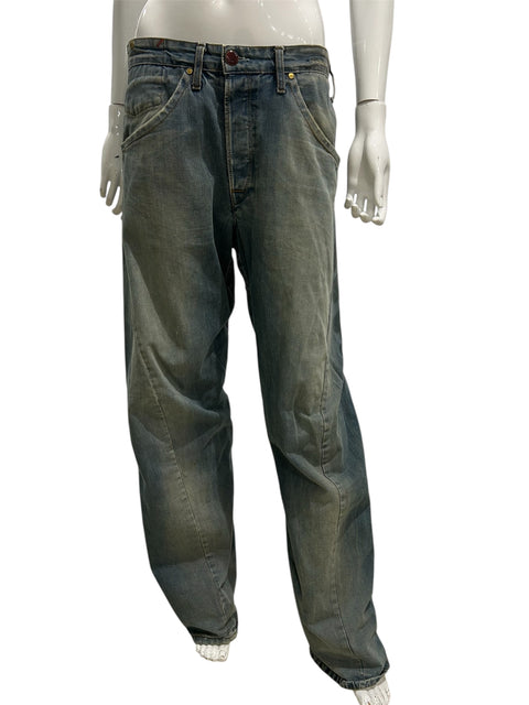 Levi’s Faded Blue/Green Baggy Jean with Back Button