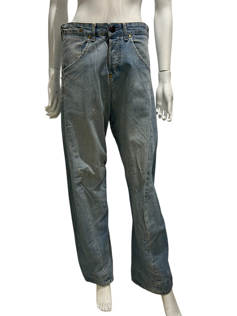 Lev’s Blue Buckles Back Jean with Red and Yellow Sew Details