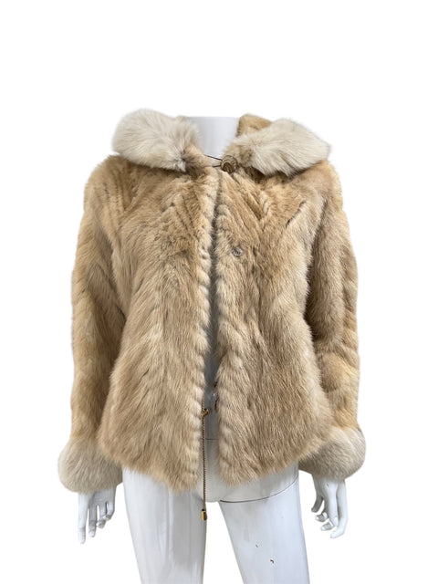 Vintage Crop Mink Fur Beige