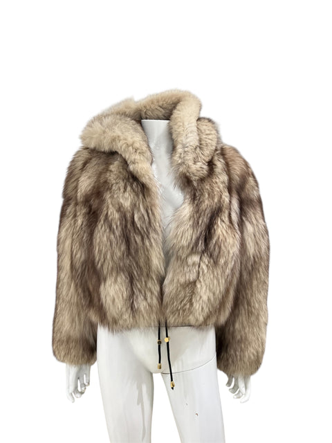 Vintage Crop Hood Fur Brown