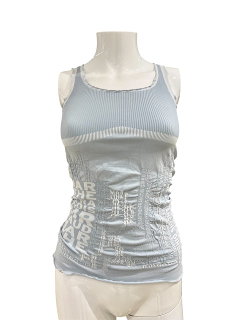 Marithé François Girbaud Baby Blue White Tank Top