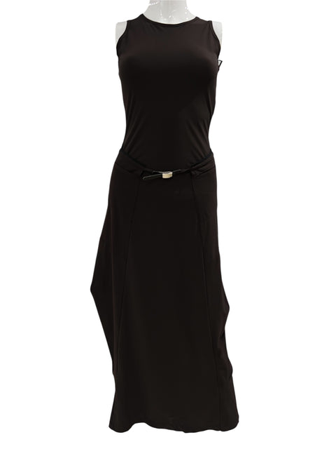 Marithé François Girbaud Brown with Belt Long Dress