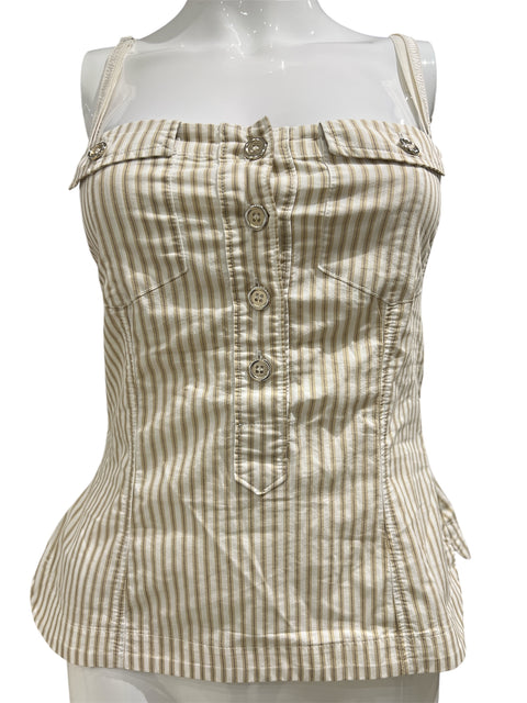Dolce & Gabbana Stripes Pocket Beige Top