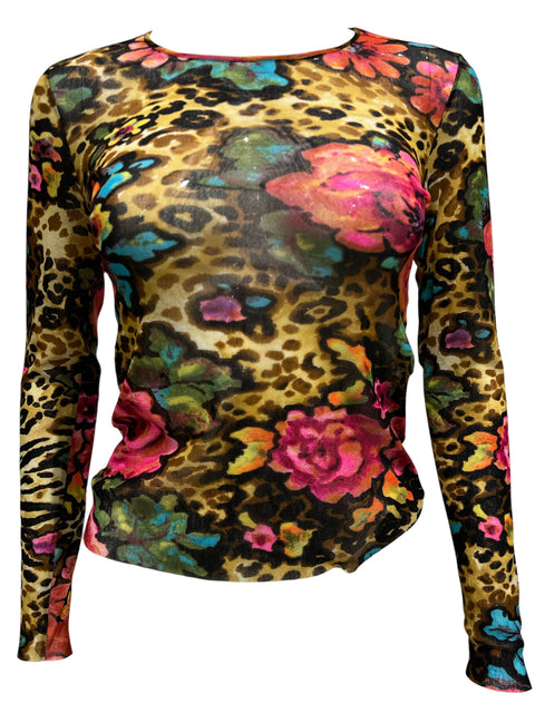 Kenzo Leopard Mesh Long Sleeve & Pink Flower