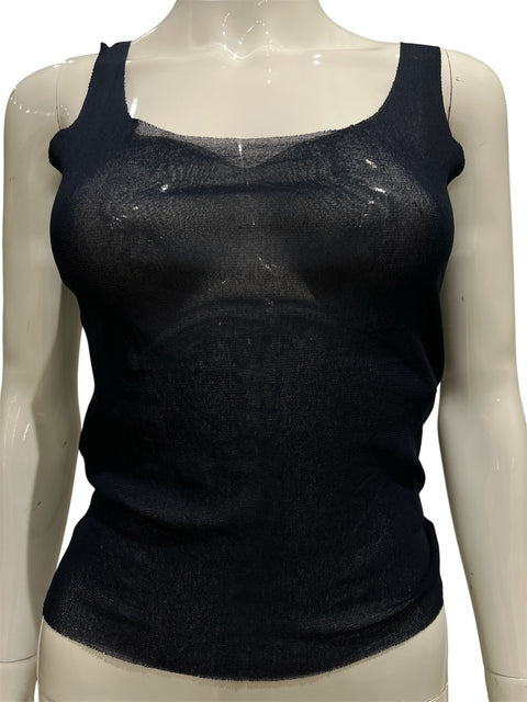 Kenzo Black Mesh Navy Tank Top