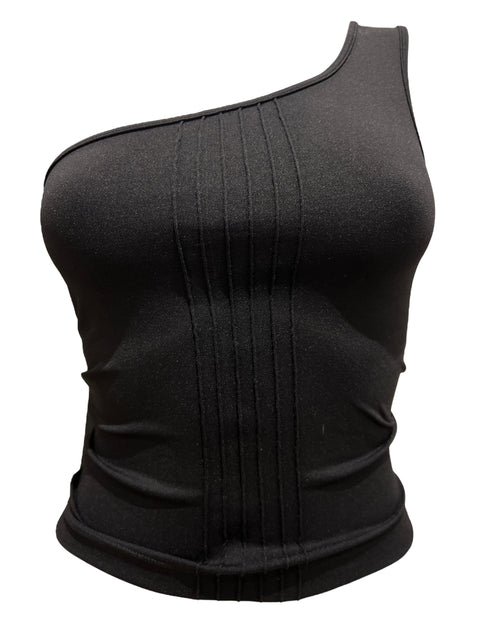 Plein Sud Black One Shoulder Tank Top