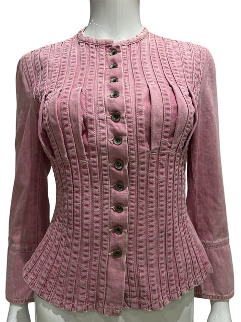 Plein Sud Denim Pink Pleat Jacket
