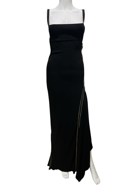 Iceberg Black Zip Details Long Dress