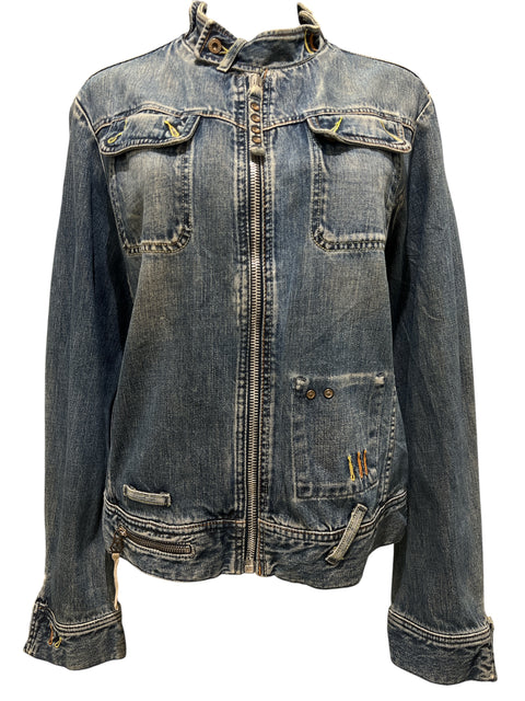 Diesel Faded Blue Denim Yellow Stitching Jacket