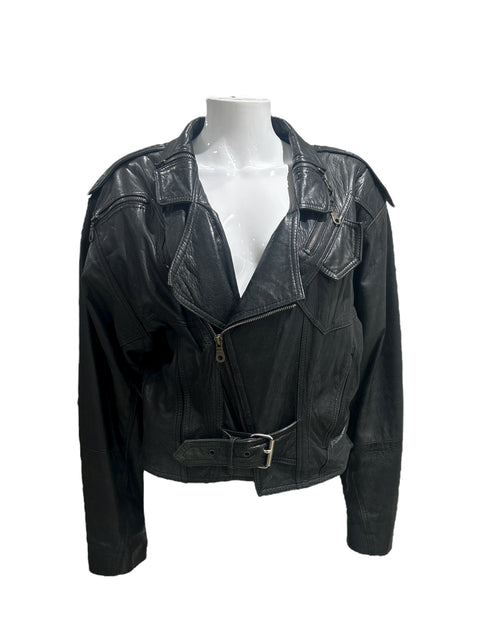 Vintage Black Leather Biker Jacket