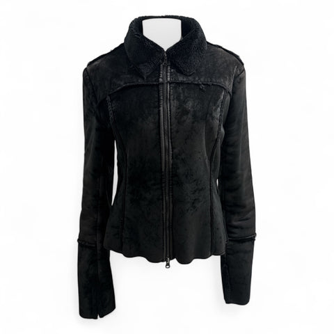 Vintage Black Faux Shearling Jacket