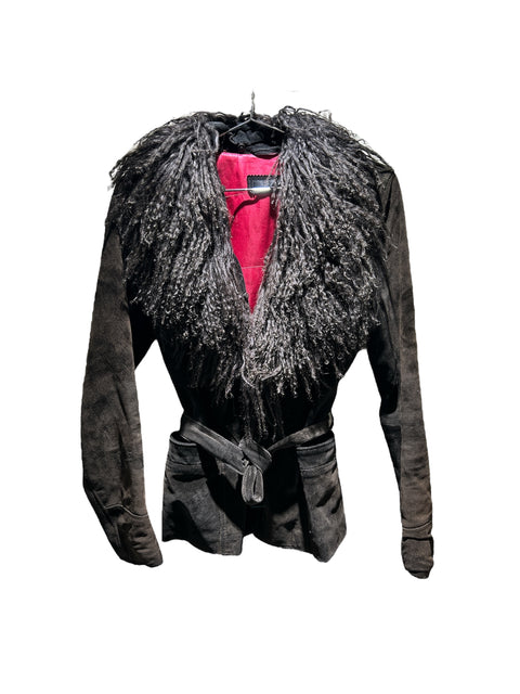 Vintage Brown Faux Fur Suede Jacket
