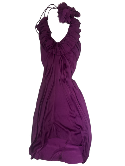 Lanvin Purple Ruffled Collar Long Dress