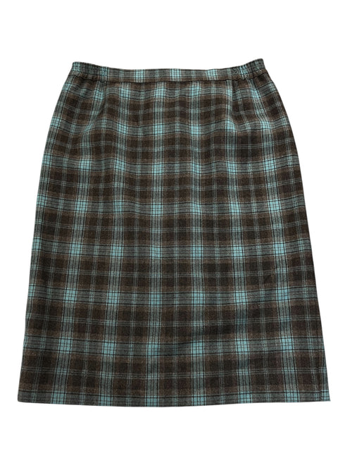 Elena Miro Tartan Blue Grey Wool Skirt
