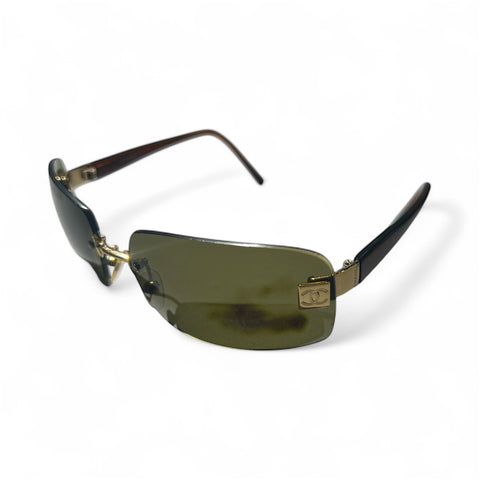 Chanel Khaki Gold Sunglasses