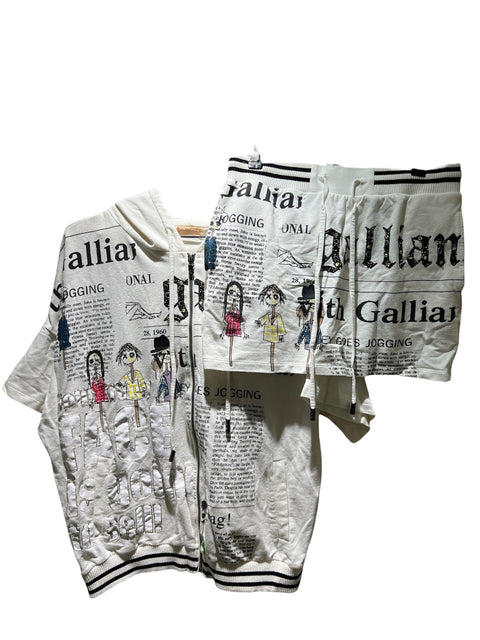 John Galliano White Newspaper Print Set